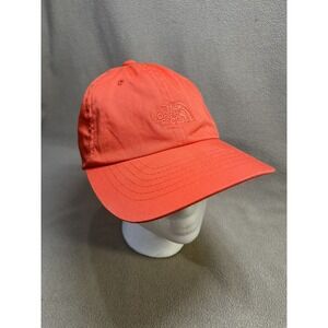 The North Face Coral Orange Cotton Twill Embroidered Logo Strapback Hat Cap